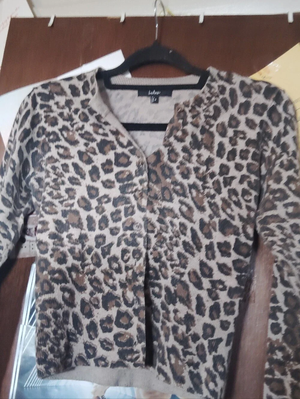 LULUS Alfara Brown Leproard Print Button Front Cardigan - Size Small - Picture 5 of 9